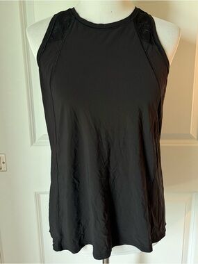Athleta Black Racerback Tank Top Textured Mesh Back Athletic Sleeveless Small